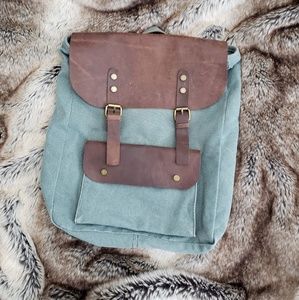 Leather and Canvas Backpack